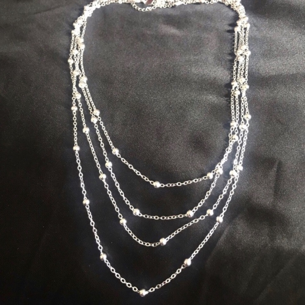 Elegant Multi-Strand Sterling Silver Bead Necklace